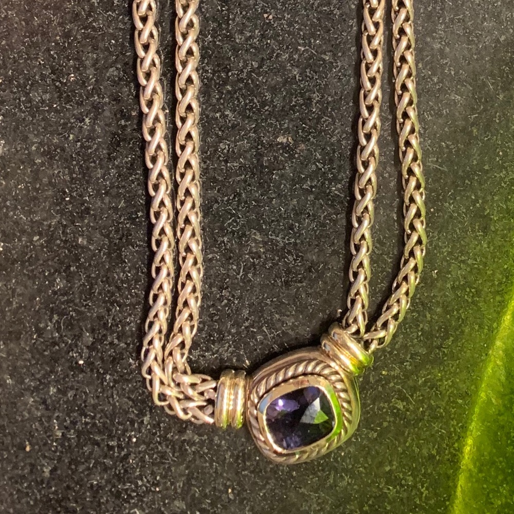 David Yurman Sterling & 18k Tanzanite Necklace